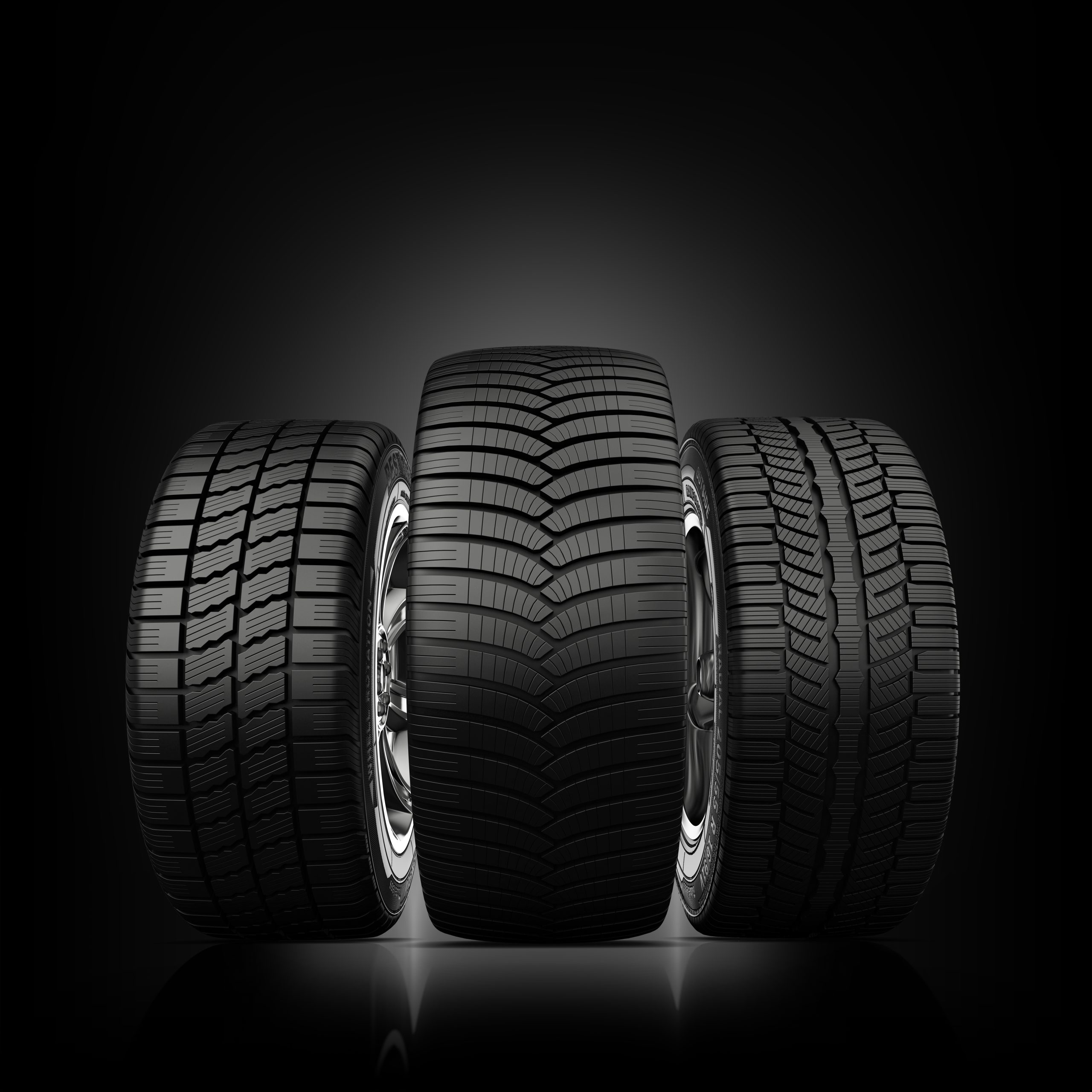 TIRES ON BLACK BACKGROUND